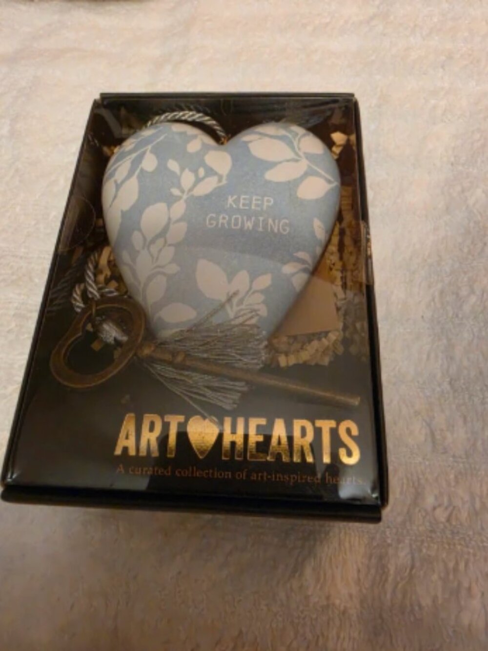 Keep Growing Sculpted Heart with Key - Brand New in Box